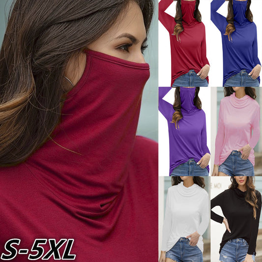 Multi-functional Dust-proof Face Mask Womens Long-sleeve Top