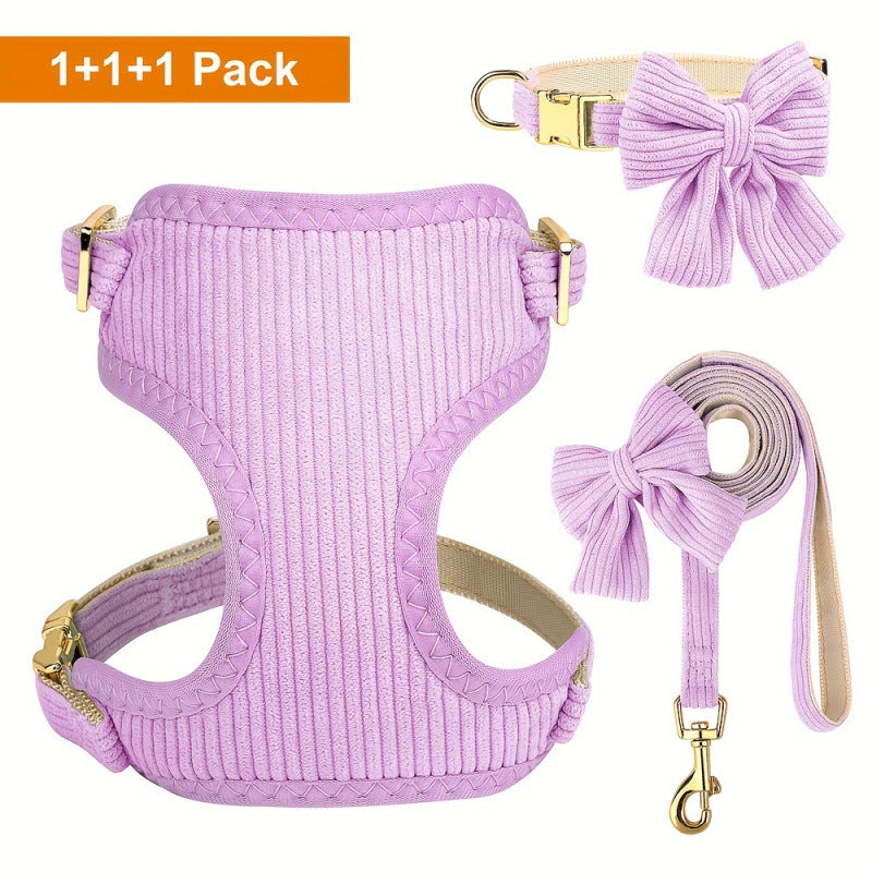 Creative Solid Color Harness Bow Pet Vest