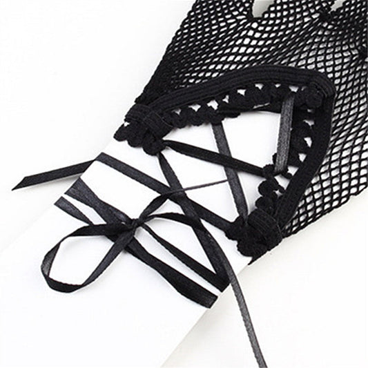 European and American ribbon cross short gloves