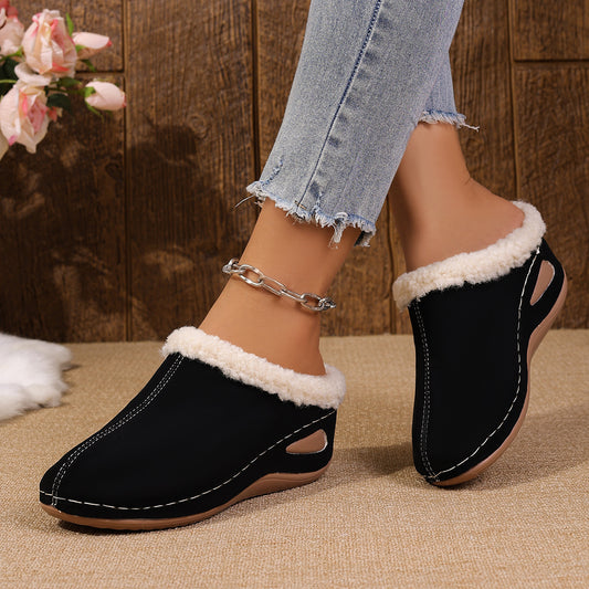 Fashion Plush Slippers Outdoor Wedges Sandals Women's Garden Shoes