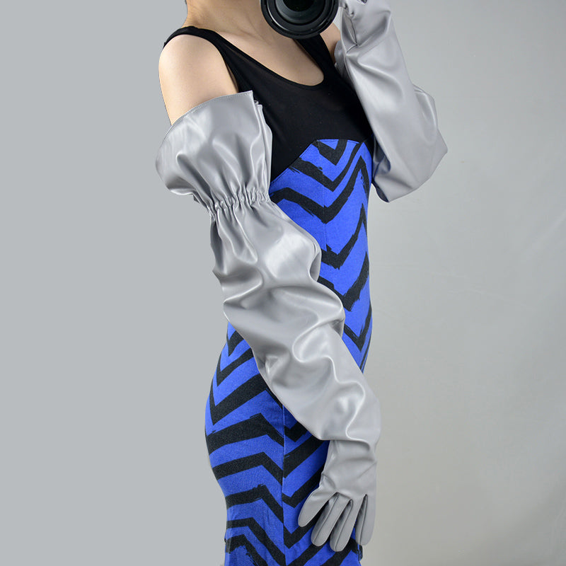 Large Sleeve Loose Long Leather Elastic Belt Gloves