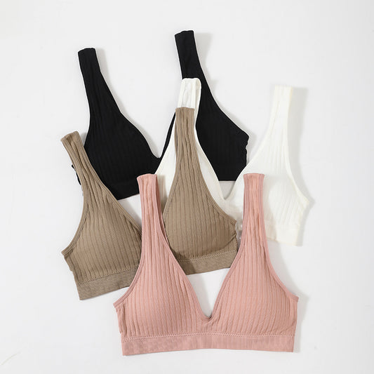 French Deep V Large Size Bra Bottoming Vest