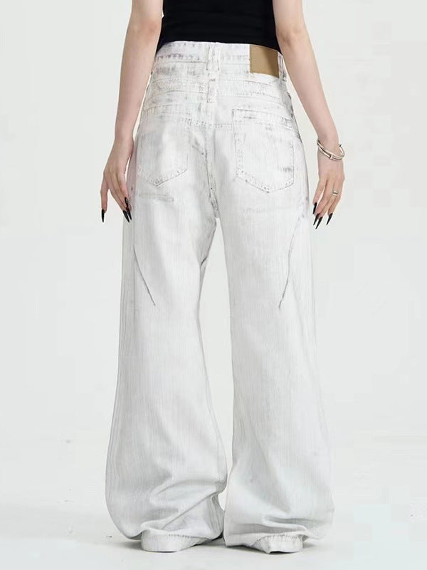 White Dirty Pants Mopping Suit Pants