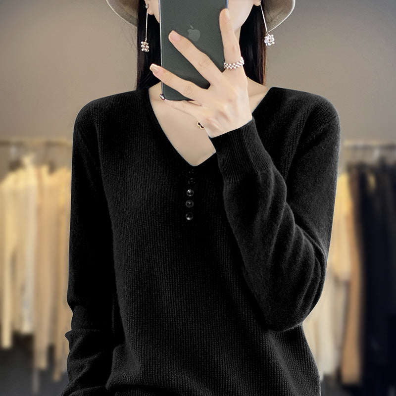Women's Long-sleeved Sweater Top With Tie Buckle
