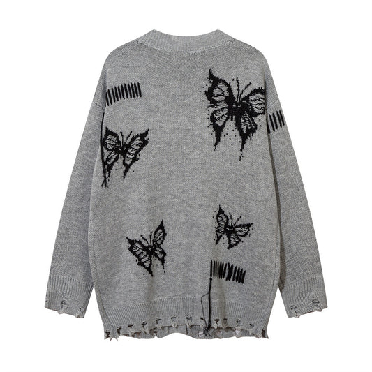 Dark High Street V-neck Sweater Coat