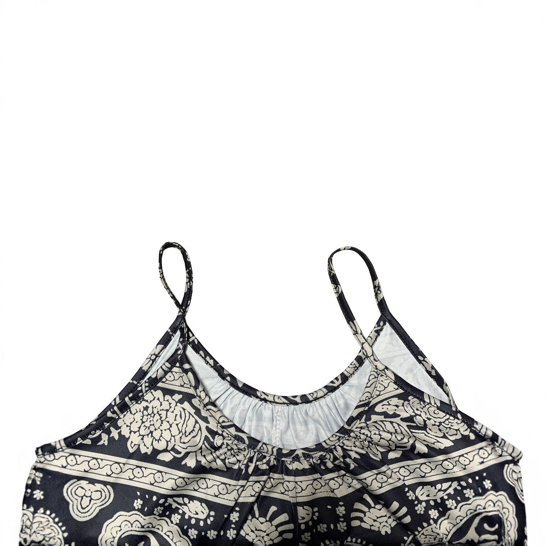 Paisley-mønstret sling jumpsuit til kvinder med brede ben