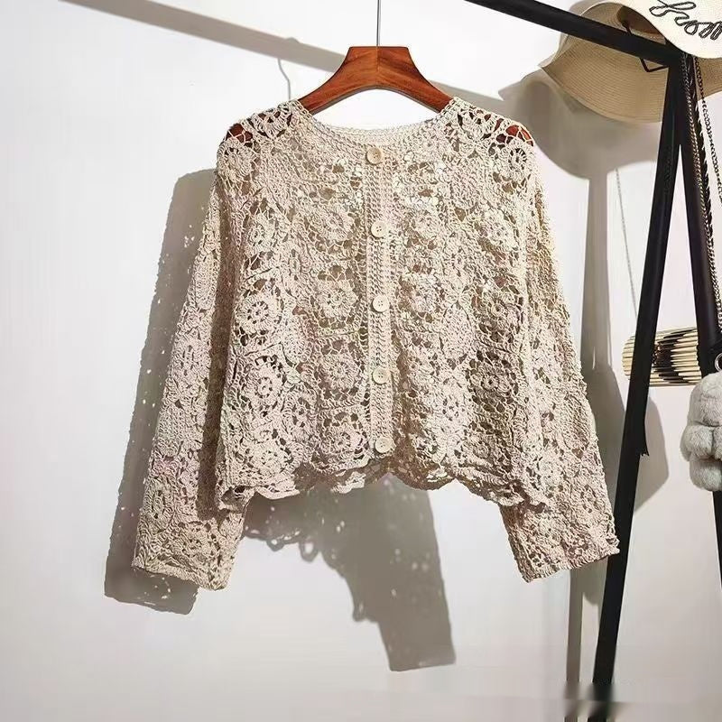 Beach Vacation Hollow-Out Crochet Blouse Top