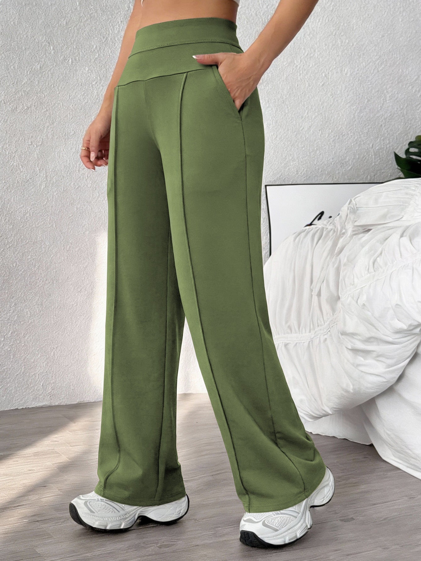 Womens Straight-leg Athletic Pants Loose-fitting Quick-dry Workout Wear