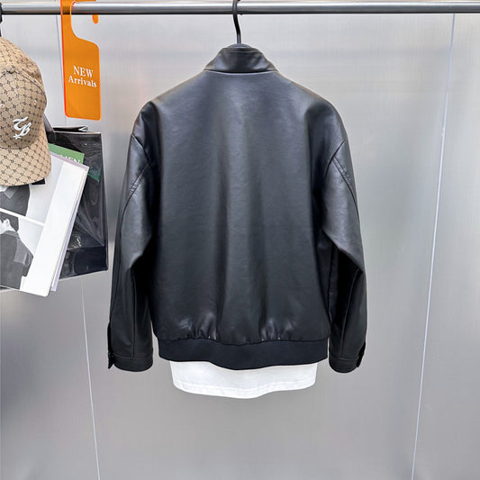 Men's Autumn And Winter Leisure Leather Jacket Stand Collar
