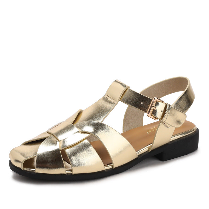 Baotou vævede piggyback-rem vintage sandaler ny stil