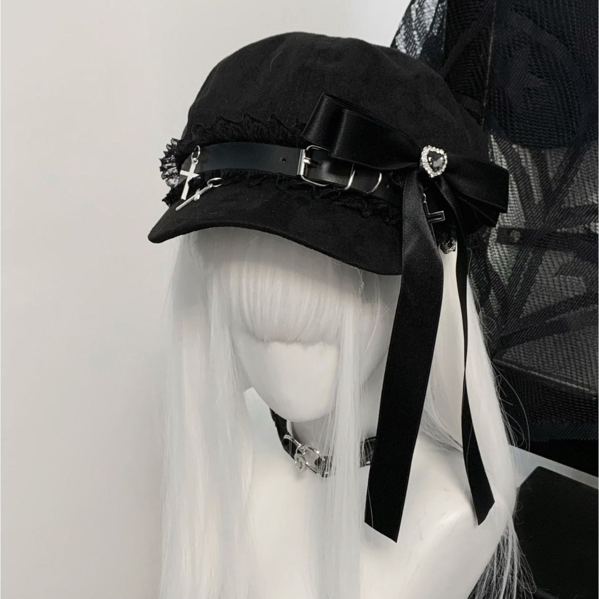 Women's Fashion Personality Love Heart Bow Tie Beret