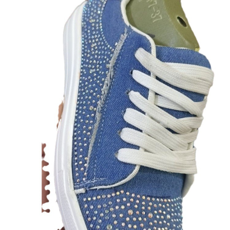 Plus Size Dame Sko Tyk Bund Snørebånd Rhinestone Casual Sport Enkeltlagssko