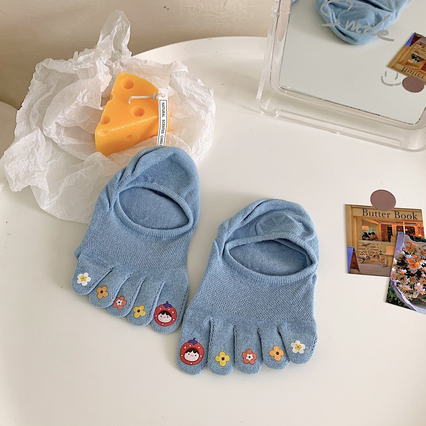 New Cute Cartoon Non-slip Breathable Five-toed Socks