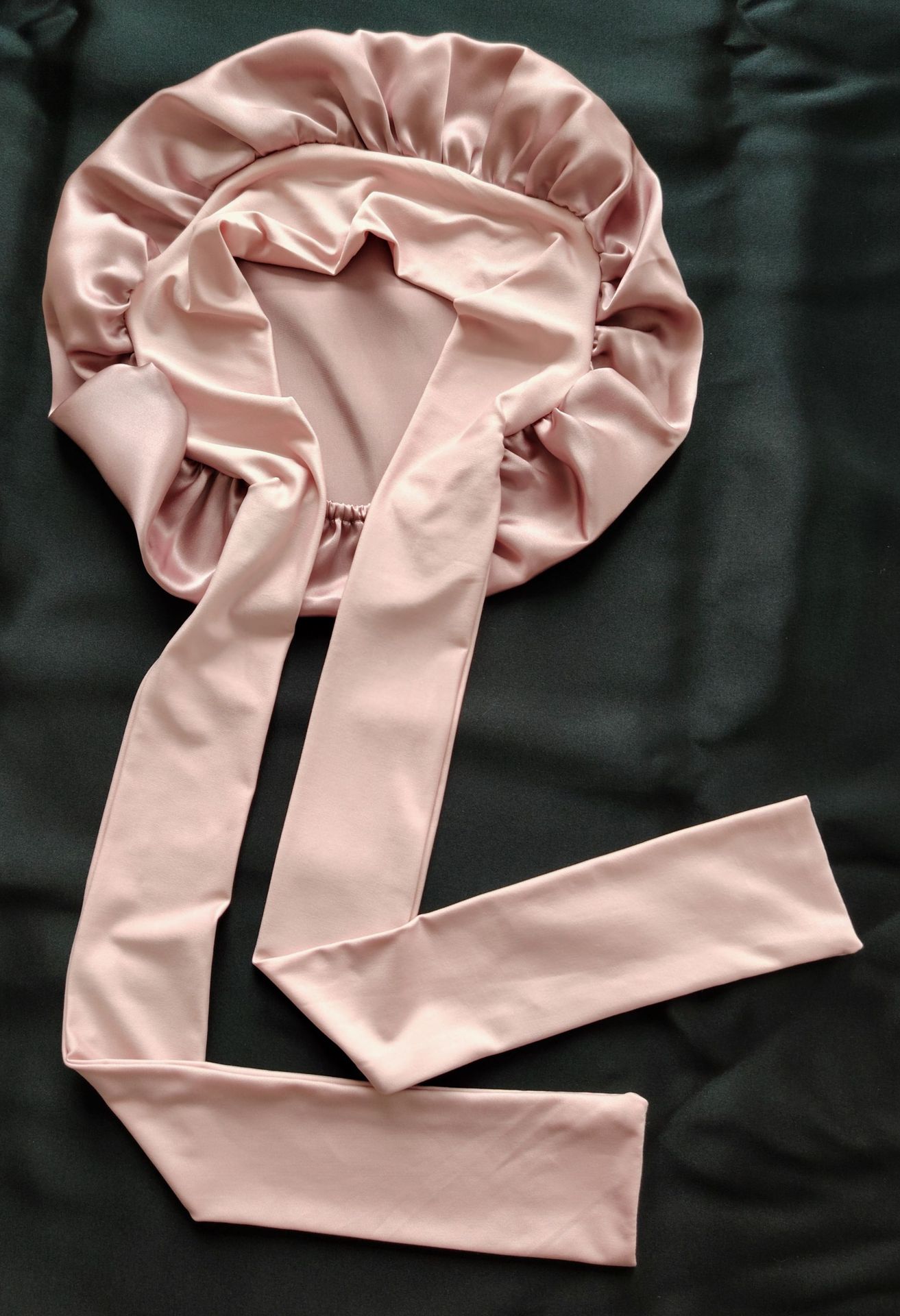 Stretch Ribbon Bowknot Silk Round Cap Solid Color