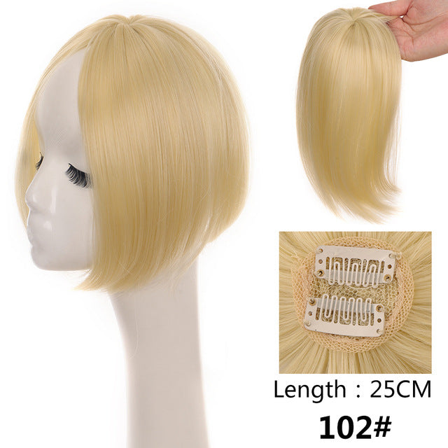 Women's Head Hair Replacement Center-parted Wig Air Side Bangs Two-card Straight Hair