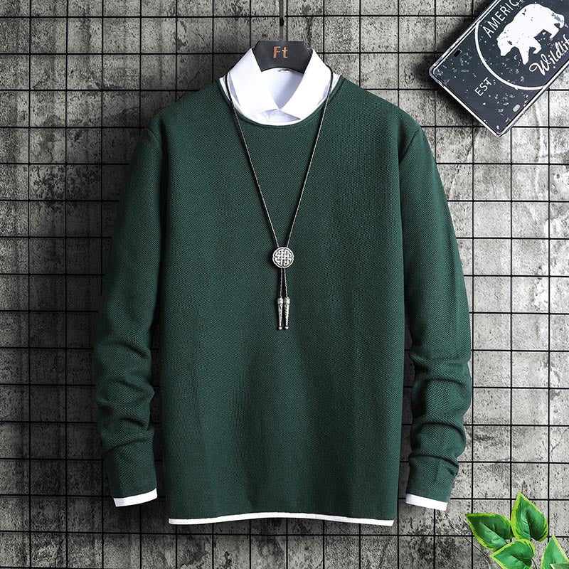 Round Neck Curled Knitted Sweater Casual All-match Top