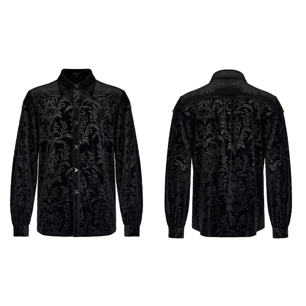 Gothic Court College Style Velvet Men's Shirt