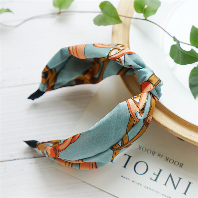 Retro Japanese Style knotted Headband Korean Print