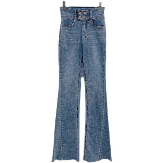 Skinny Stretch High Rise Stitching Micro Flared Jeans