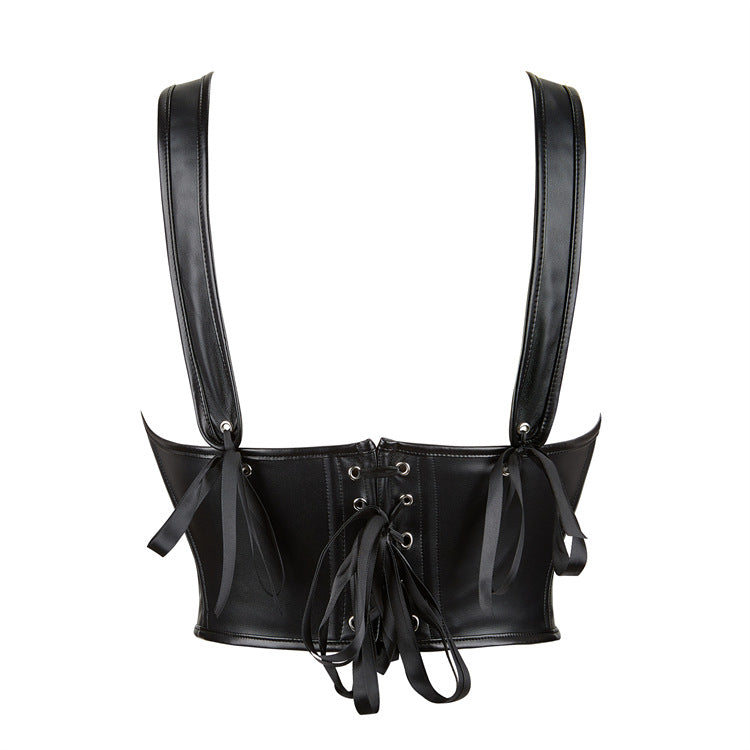 PU Leather Women's Tube Top Bodybuilding Corset