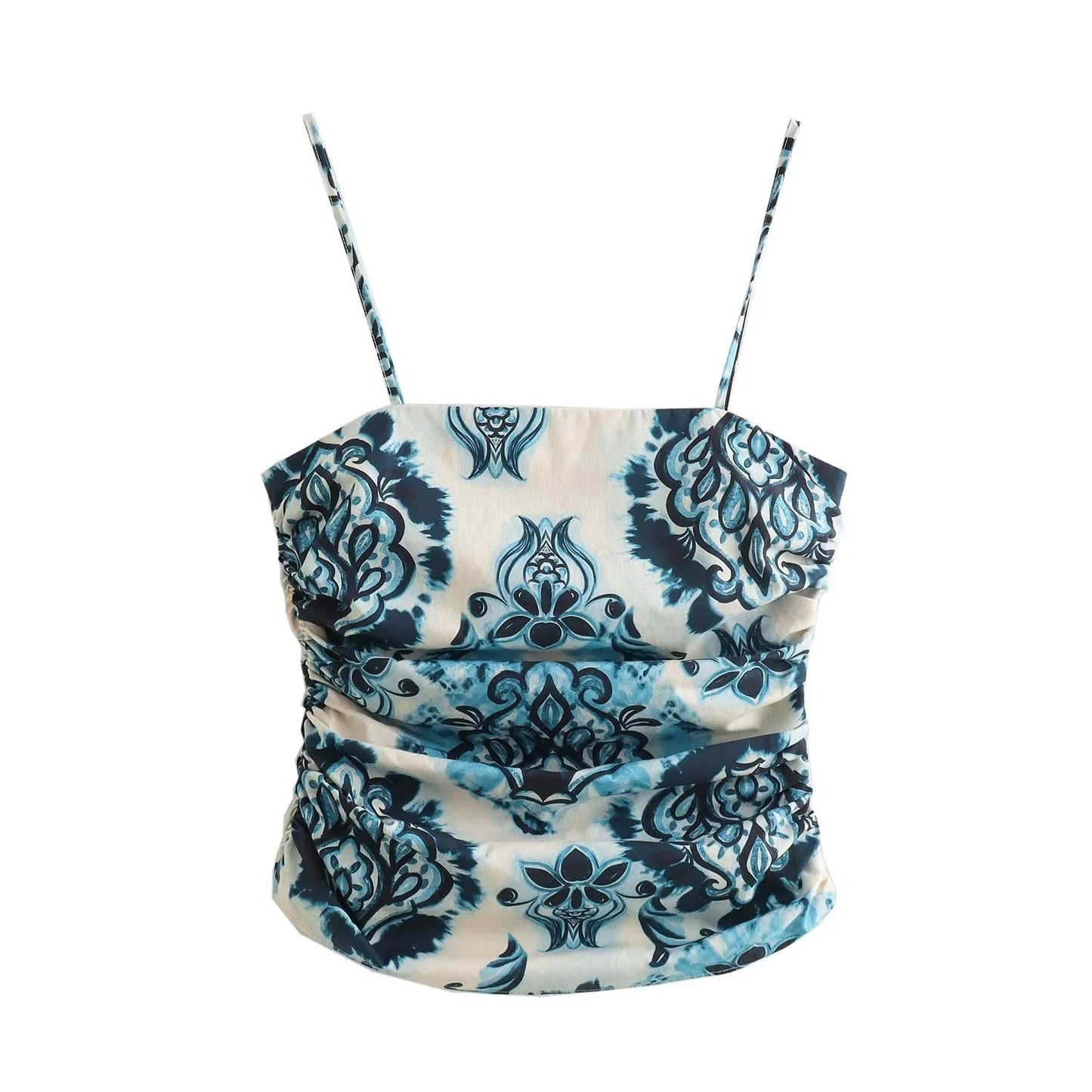 Women's Sling Pleated Print Sling Skirt Suit