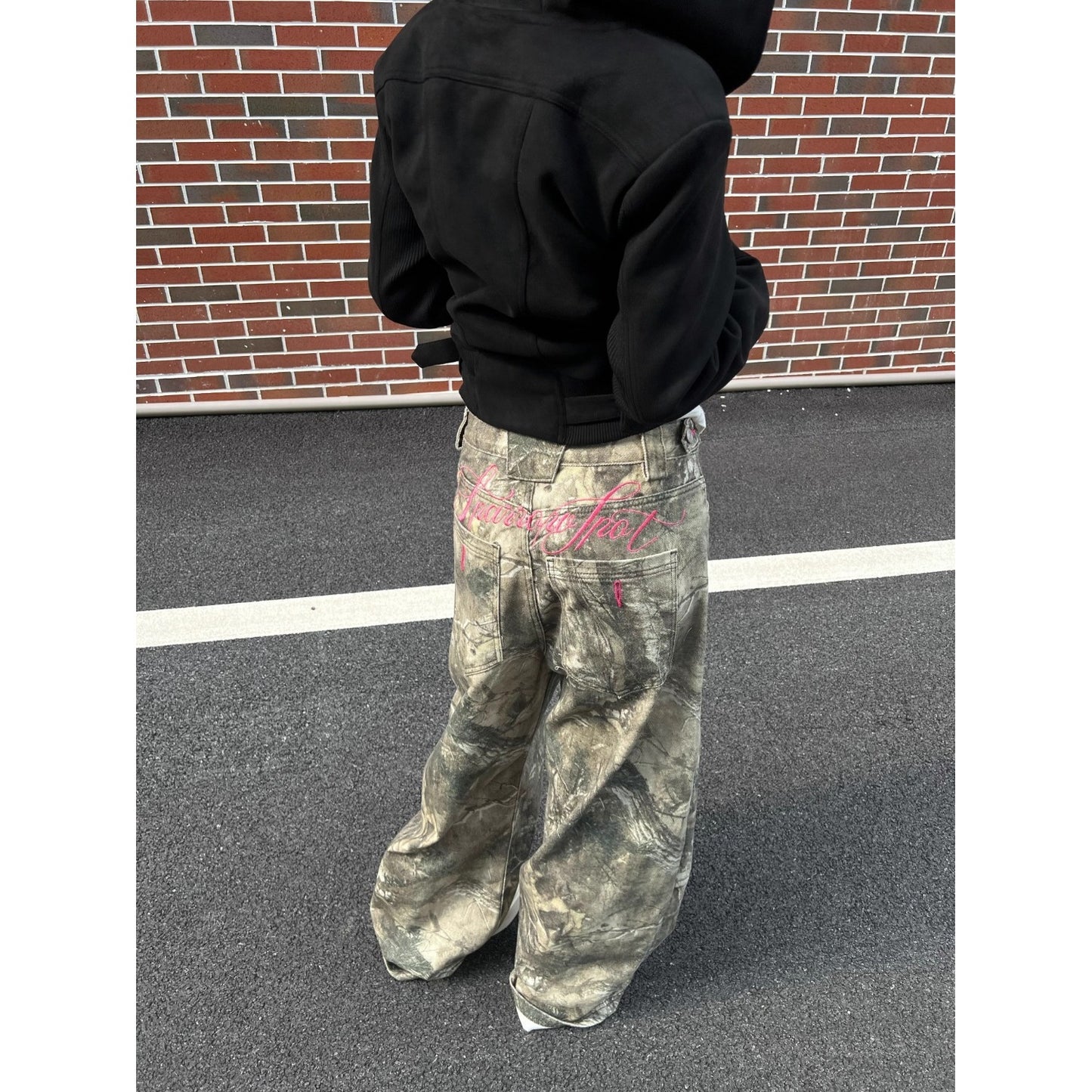 American-style Retro Letter-embroidered Branch Camouflage Casual Pants