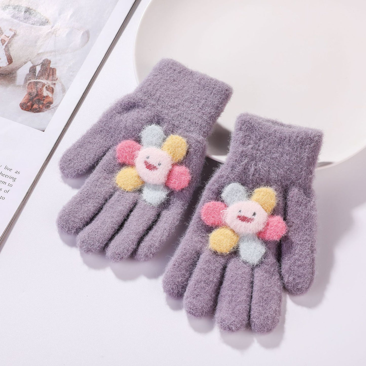 Winter New Children's Gloves Sable All Fingers Cute