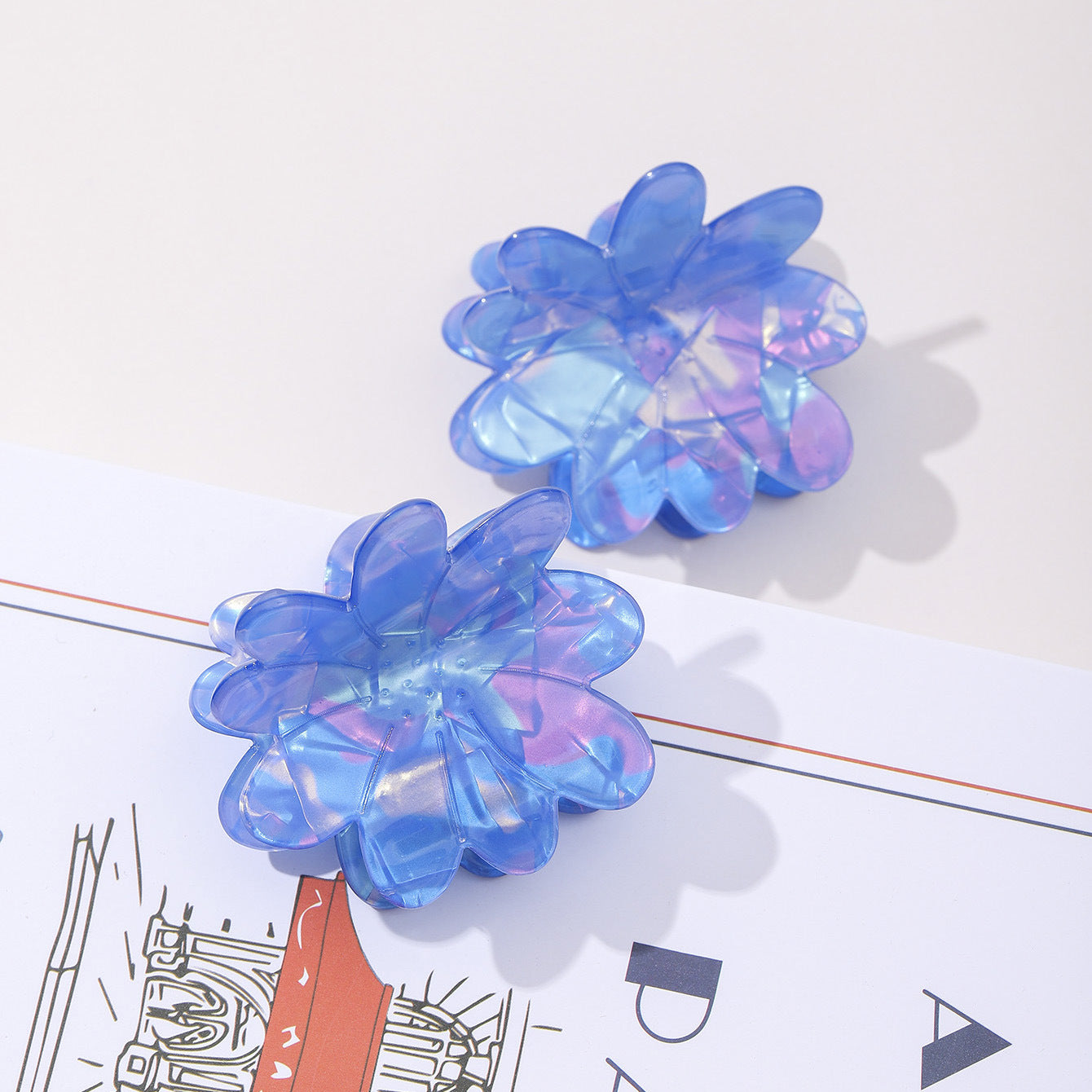 Ins Style Colorful Blue Flower Hair Clip
