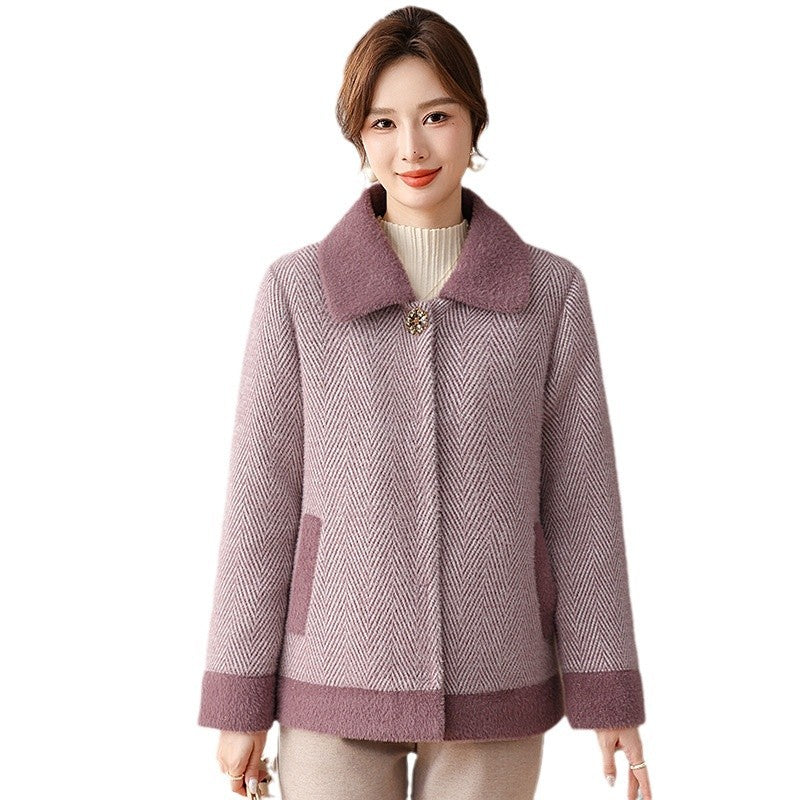 Mom Clothes Fleece Padded Coat Middle-aged And Elderly Women's Cotton-padded Jacket