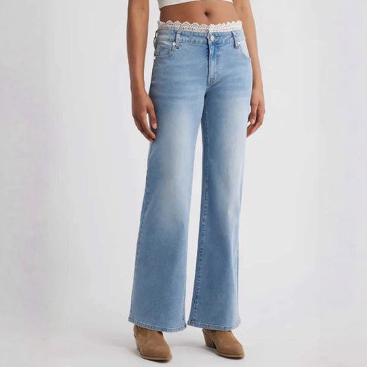 Fede stretch-denimjeans til kvinder med blondekant