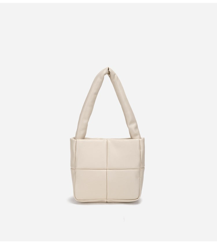 Small Cute Down Handbag Soft Leather Rhomboid