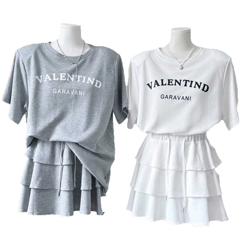 Youthful Two-piece Set Relaxed-fit T-shirt Skirt