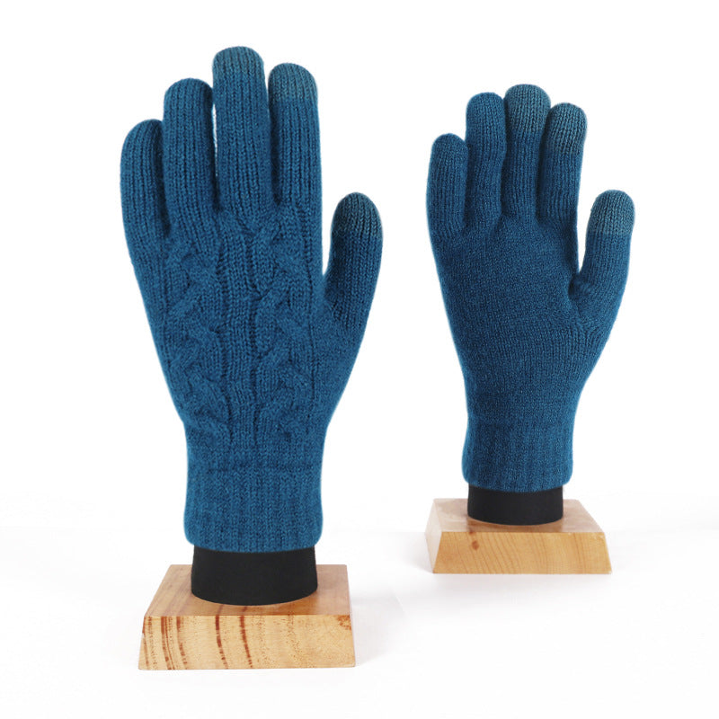 Winter Women's Double Layer Warm Touch Screen Knitted Gloves