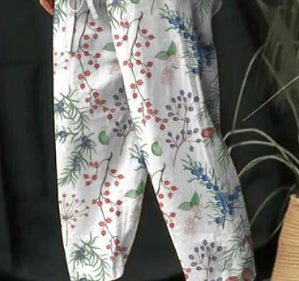 Temperament Leisure 3D Digital Printing Drawstring Trousers