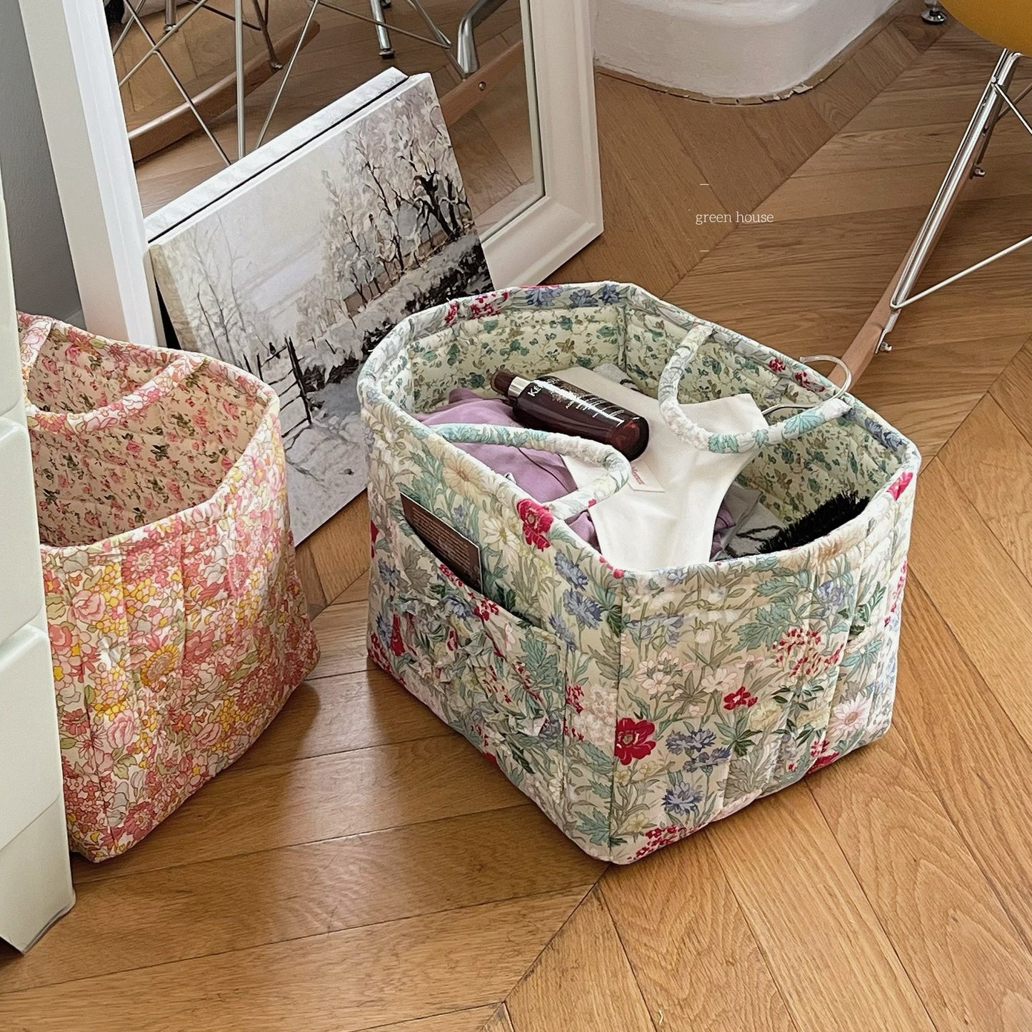Floral Patchwork Home Sundries Storage Basket