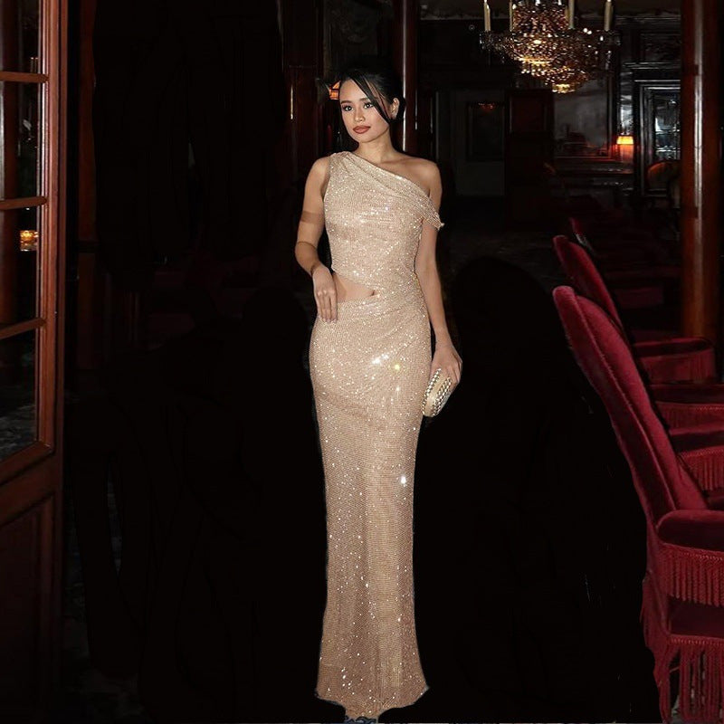 Womens Asymmetrical Dress With A Side Slit