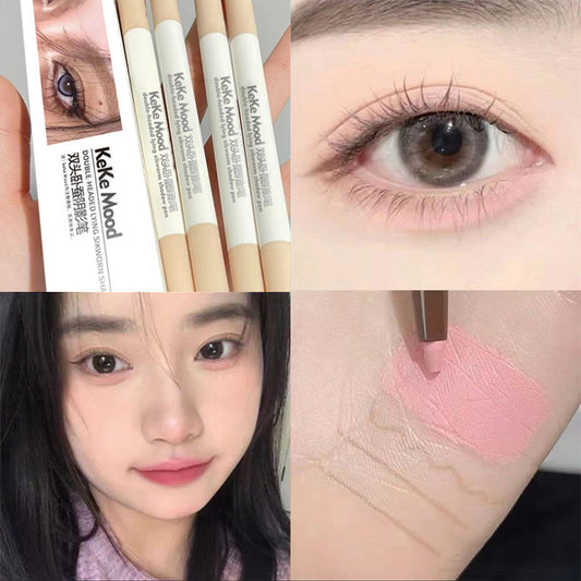Dual Head Dual-use Highlight Eye Shadow Pen Brightening Curtain Outline Down Eyeliner