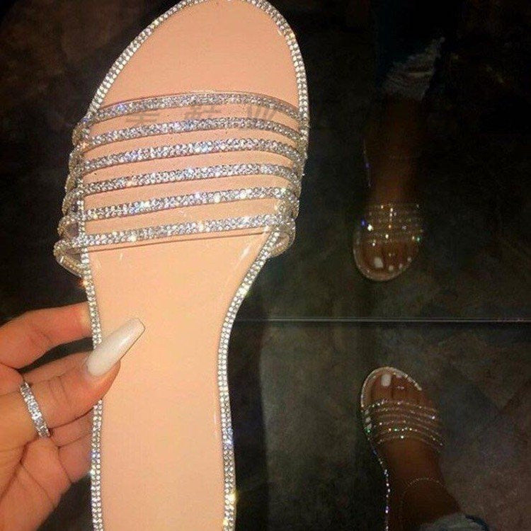 Women's Fashion Dignified Rhinestone Flat Slippers