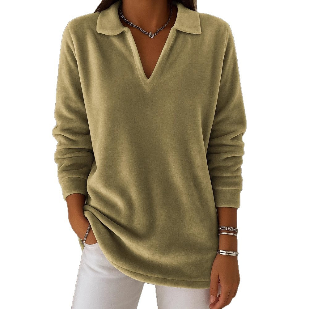 Casual Loose Fashion Retro Long-sleeved Pullover Fleece Sweatshirt