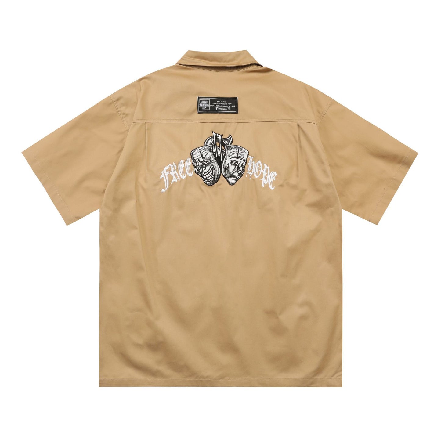 Pocket Shirt Plus Size Loose Embroidered Work Clothes Shirt