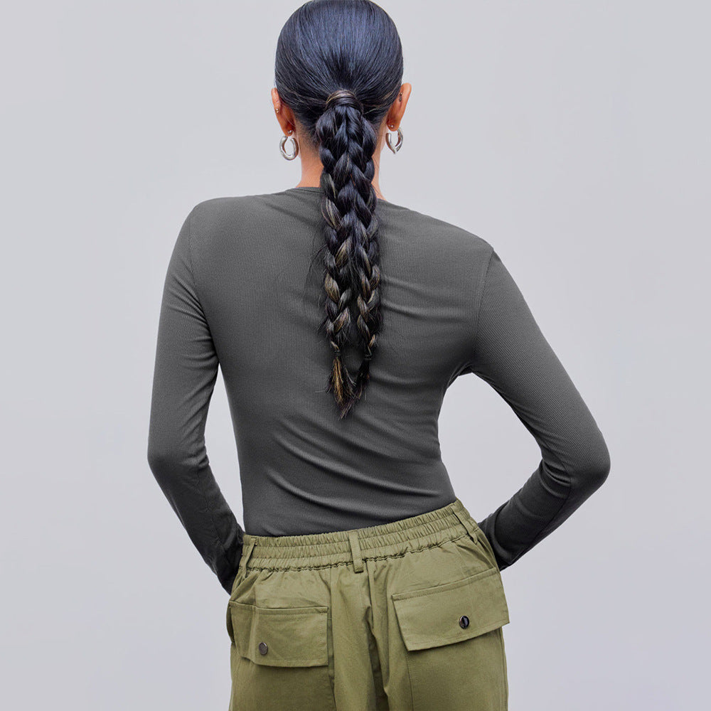 European And American Trend Minimalist Style Jumpsuit For Autumn And Winter Comfortable Abdominal Wear Base Top