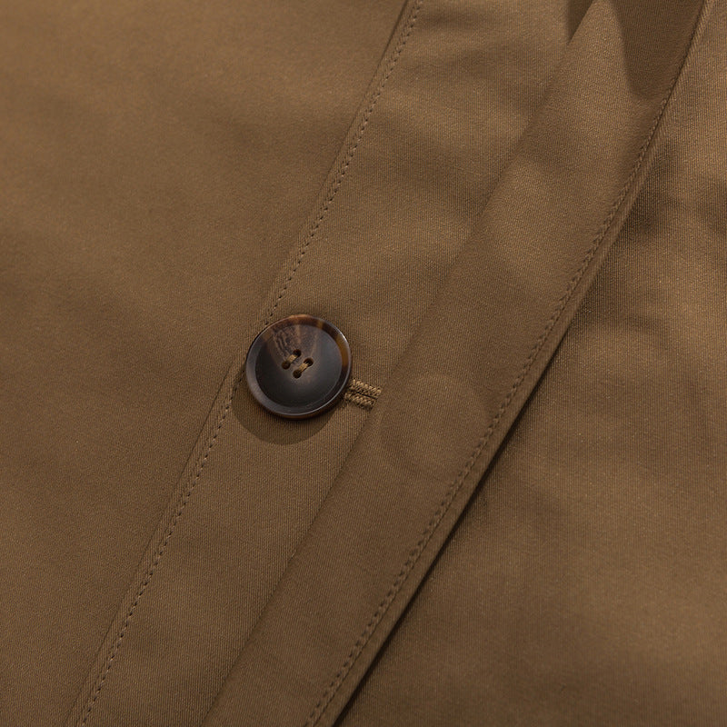Solid Color BASIC Lapel Cardigan Coat Men's Long Trench Coat