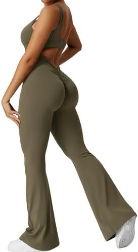 Kvinder Ærmeløs Flare Jumpsuit Fitness Yoga Lange Bukser