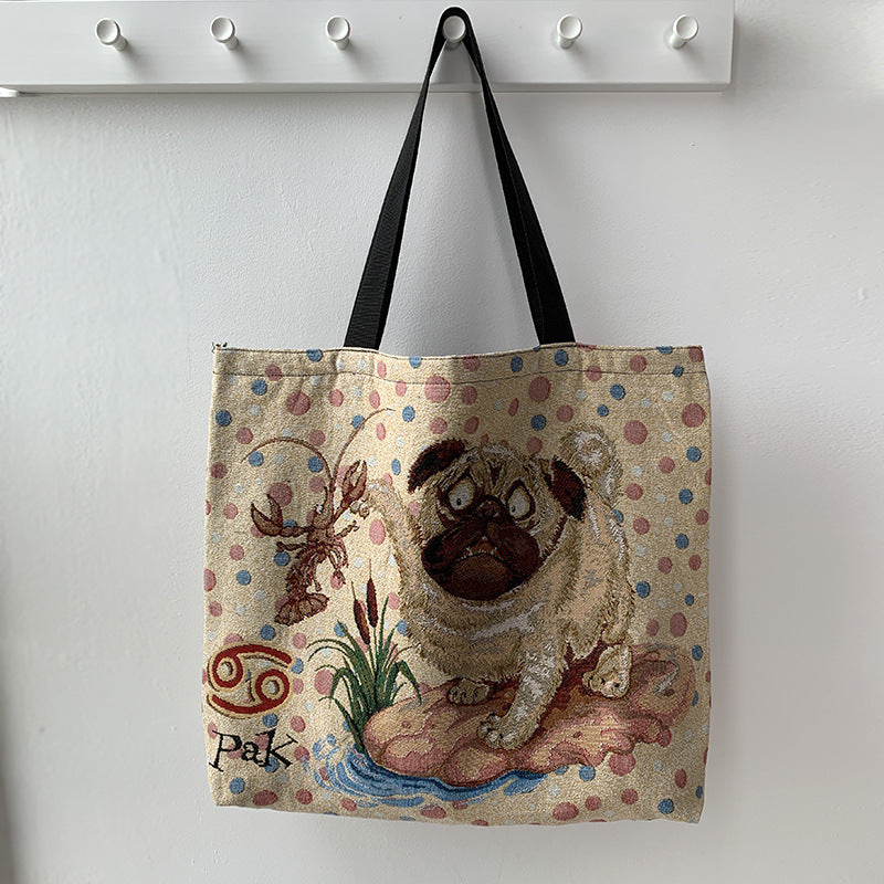 European Style Printed Canvas Large Capacity Handbag