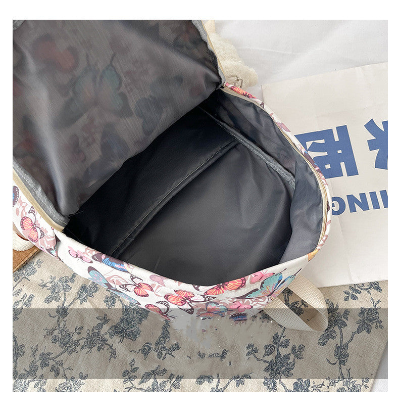 Butterfly Pattern Korean High School Student Backpack Women Without Pendant