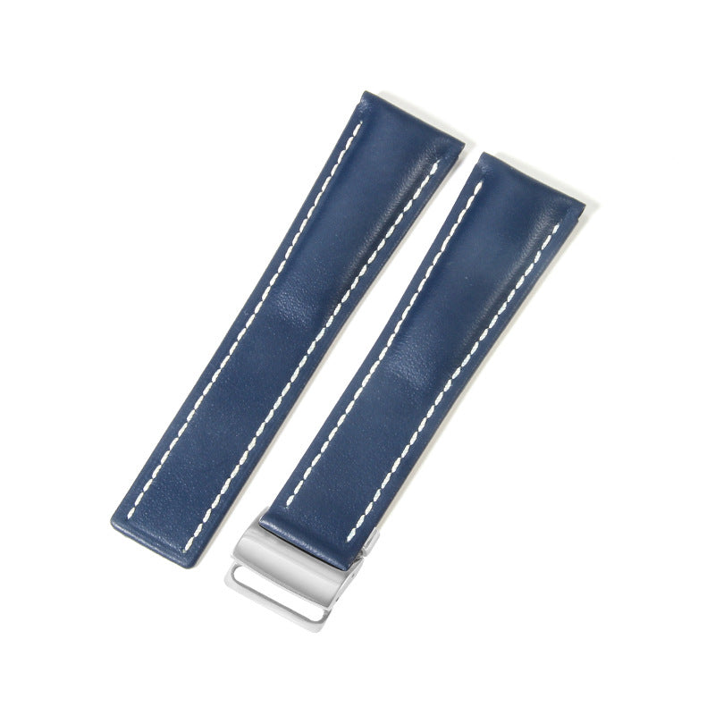 Black Brown Blue Bamboo Grain Cowhide Watch Strap 22mm 24mm