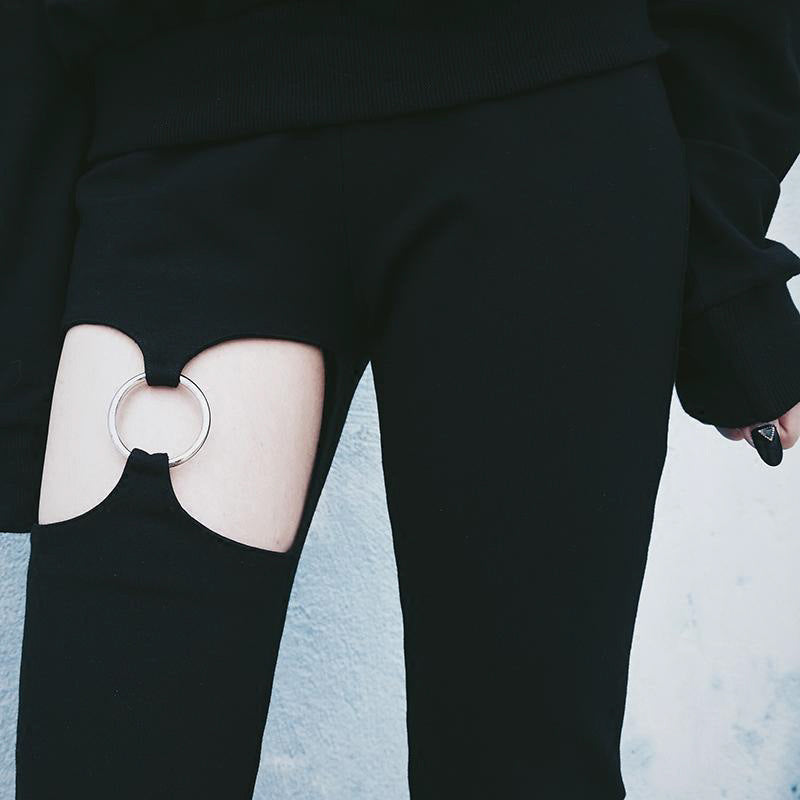 Women's Fashion Solid Color Slim Pencil Sexy Hollow Pants