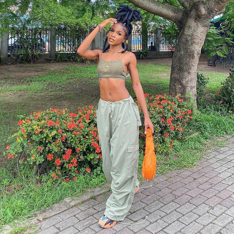 Casual Loose Low Waist Drawstring Trousers