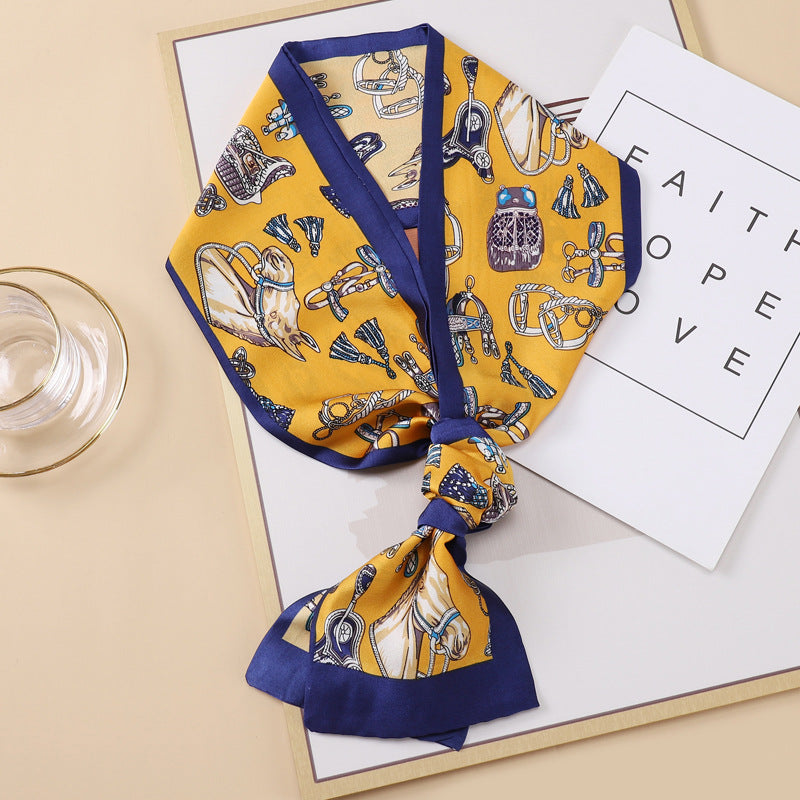 Small Silk Scarf Thin And Long Hair Binding Double Layer
