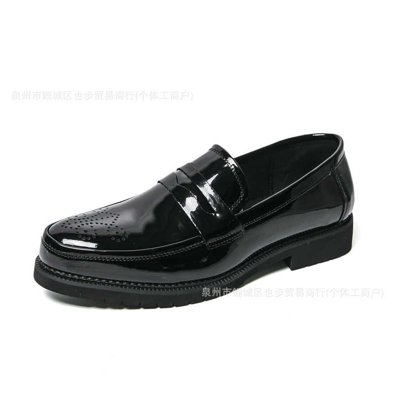 Autumn Men's Glossy Carved Leather Shoes